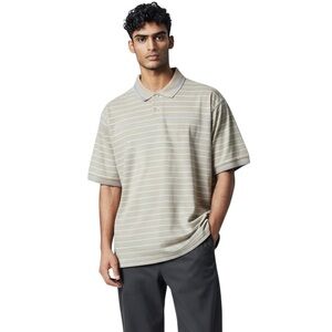 Cremieux Collection Striped Polo Shirt NWT Mens Large Beige Blue